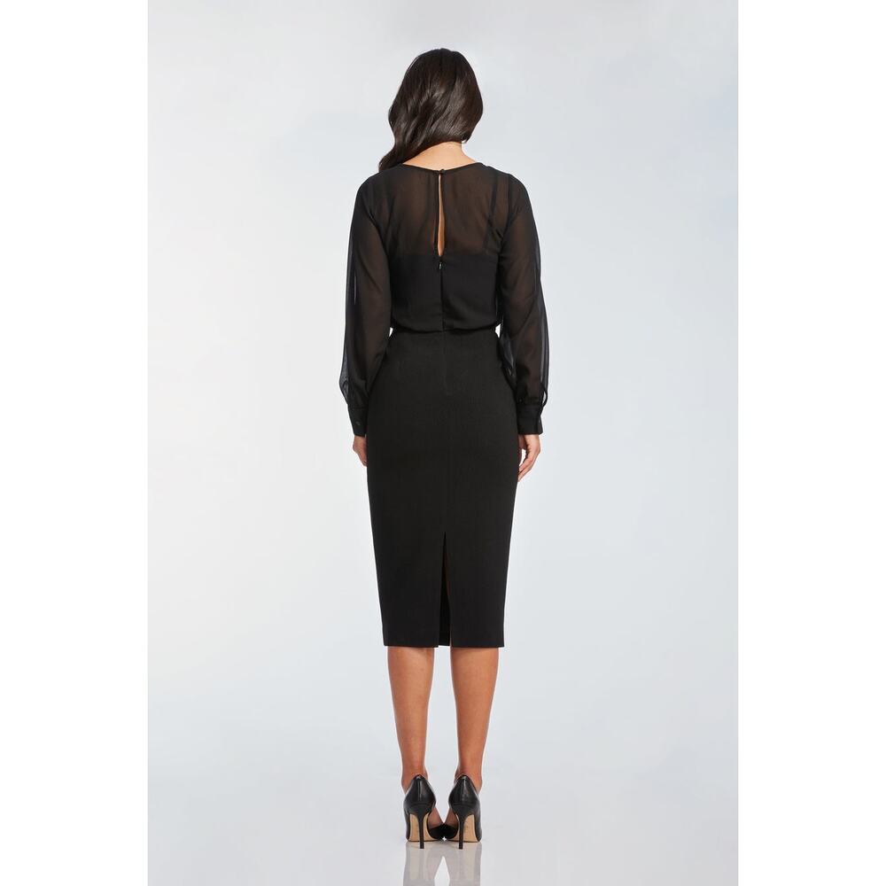 Dress The Population Pilar Midi Dress Size Large Black Special Occasion Formal - Picture 3 of 12